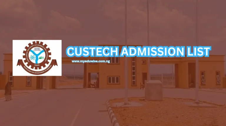 CUSTECH Admission List