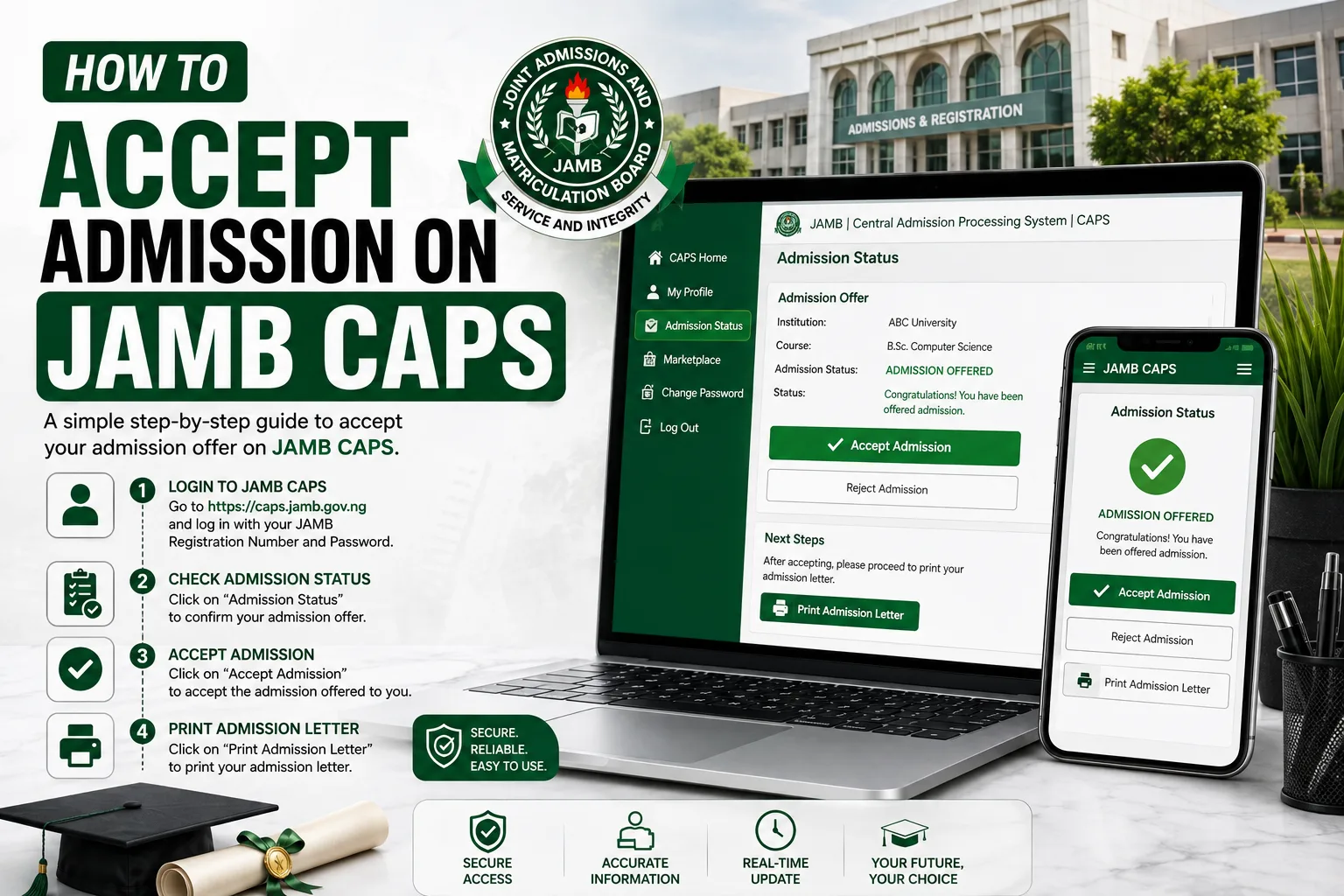 How to Accept Admission on JAMB CAPS