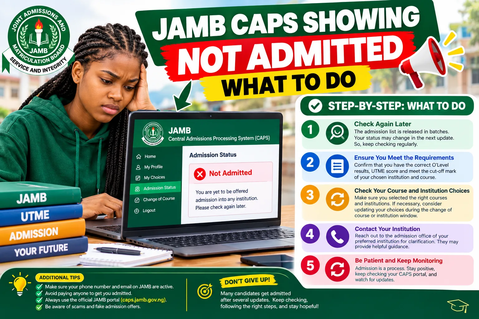 JAMB CAPS Showing Not Admitted