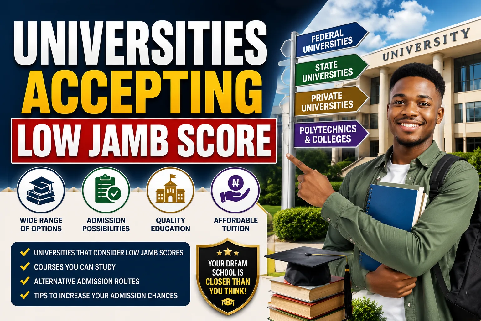 UNIVERSITIES ACCEPTING LOW JAMB SCORE